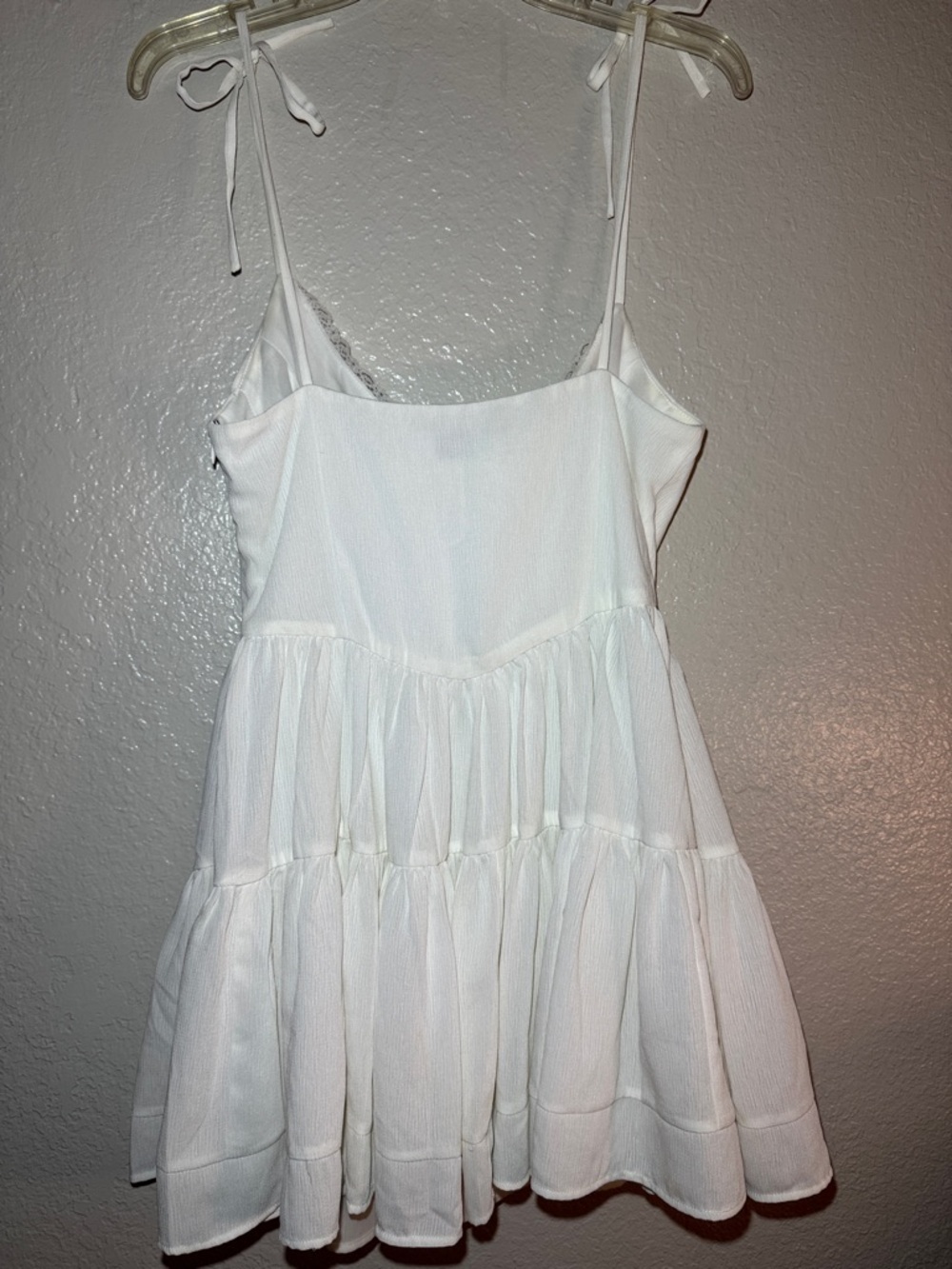 White Tiered Spaghetti Strap Mini Dress - Picture 2 of 8
